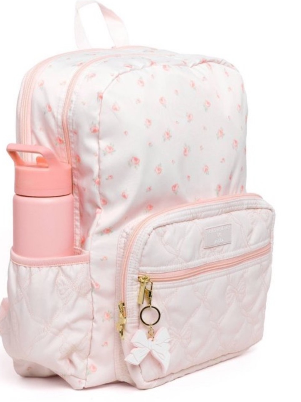 LoveShackFancy NWT Pink Quilted Bow Backpack Blooming Heirloom Ditsy pattern - Picture 4 of 12
